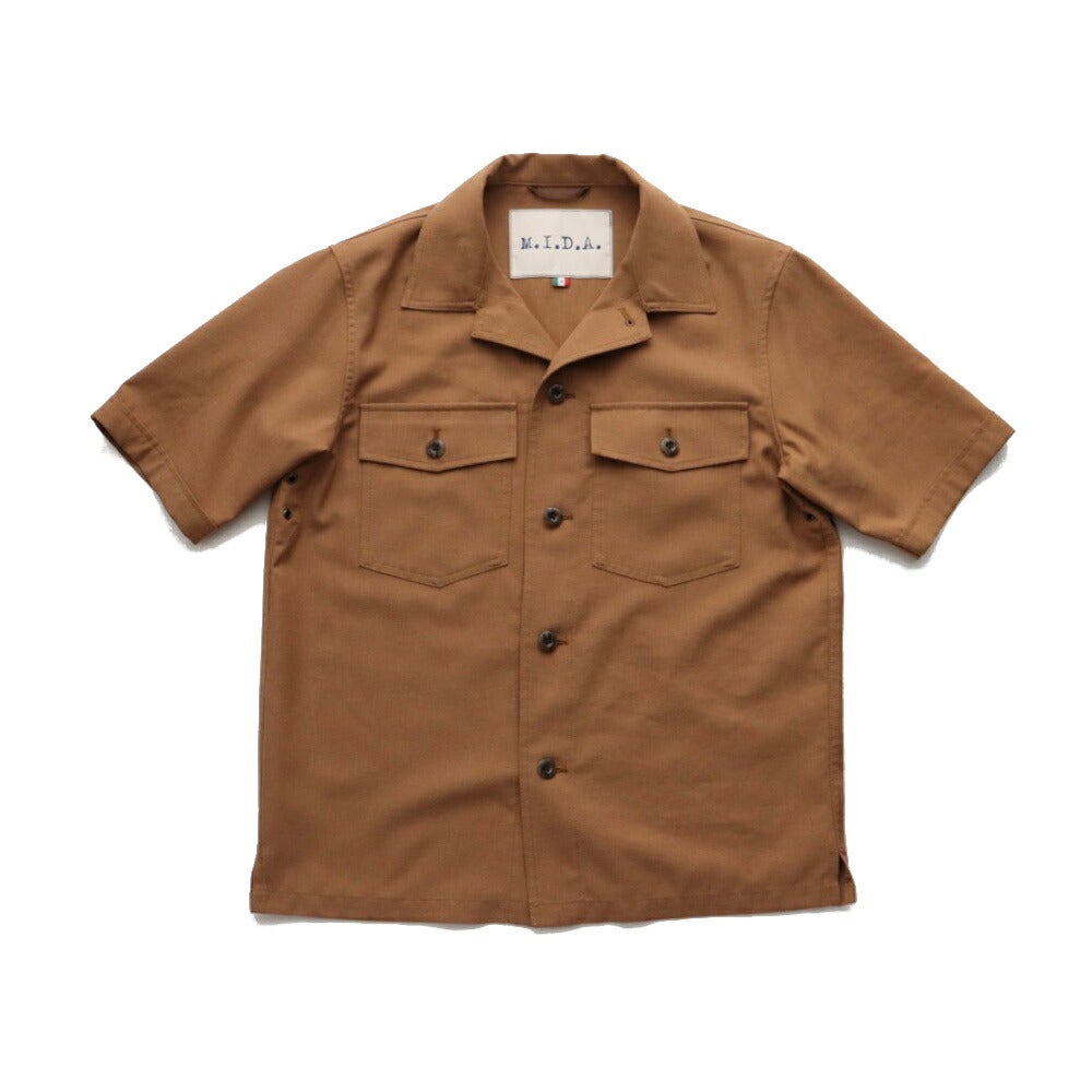 M.I.D.A/ミダコットンリネンナイロンショートスリーブオーバーシャツ【国内正規品】