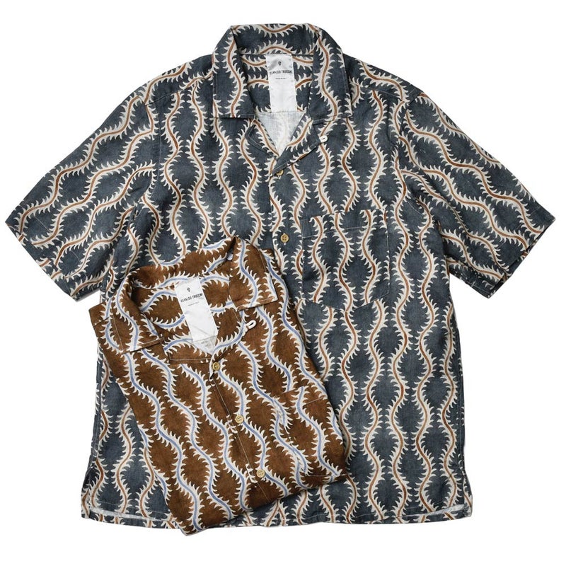 OSVALDOTRUCCHI/オズワルドトルッキHAWAIIハワイアンリネンオープンカラーシャツ