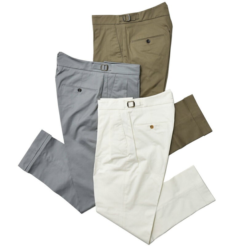 BERWICH/ベルウィッチSCOTCHスコッチコットンストレッチツイル2プリーツサイドアジャスターテーパードパンツ