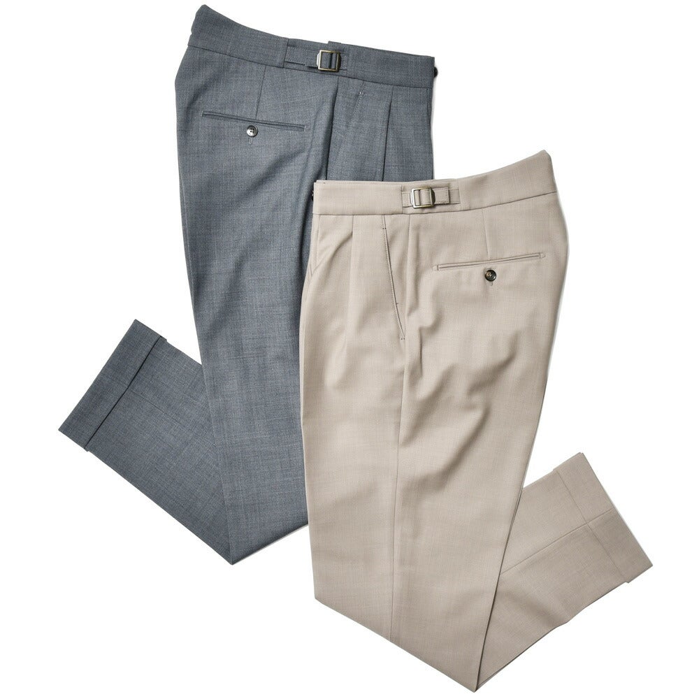 BERWICH/ベルウィッチSCOTCHスコッチテクノウール2プリーツサイドアジャスターテーパードパンツ