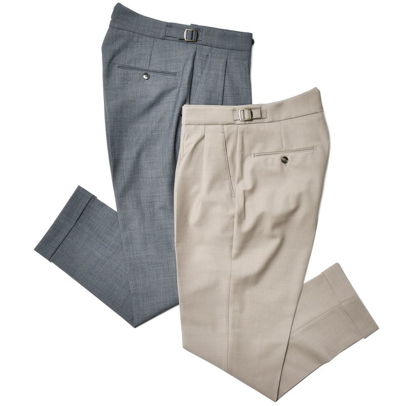 BERWICH/ベルウィッチSCOTCHスコッチテクノウール2プリーツサイドアジャスターテーパードパンツ