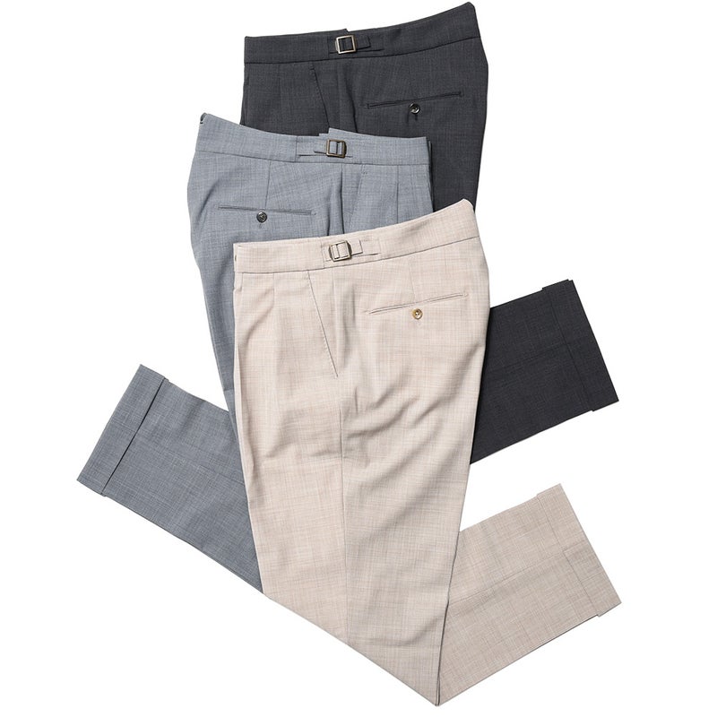 BERWICH/ベルウィッチSCOTCHスコッチテクノウール2プリーツサイドアジャスターテーパードパンツ