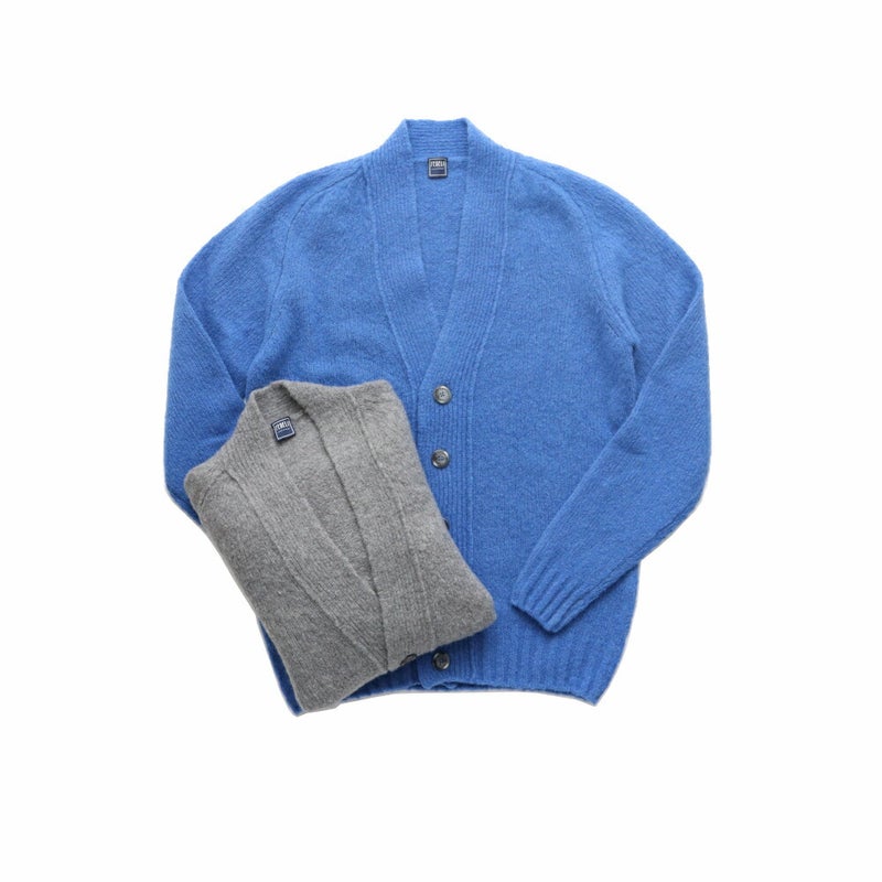 FEDELI/フェデリエコカシミヤウールナイロンブークレVネックニットカーディガンECOCHLANA