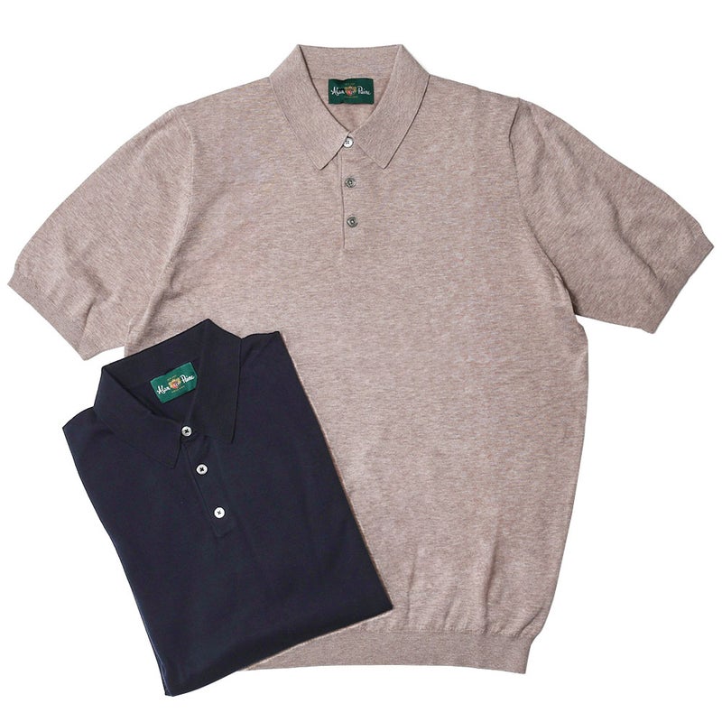 AlanPaine/アランペイン12Gコットンカシミヤクルーネックロングスリーブニット